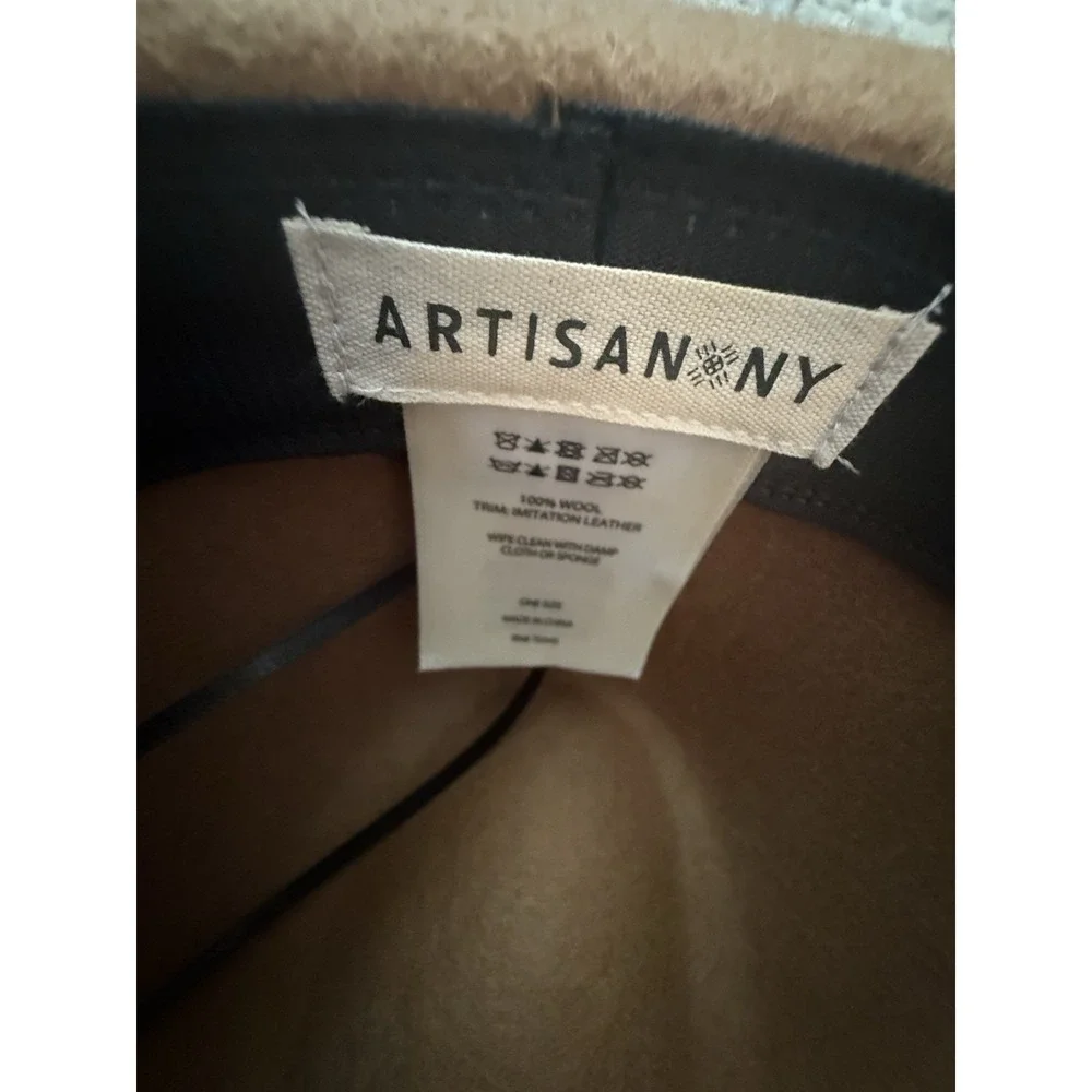 Artisanany 100 % wool Wide Brim Hat - Faux Leather Strap Buckle